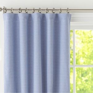 Pottery Barn Kids navy gingham curtain, unlined, 44” x 63” (single panel)
